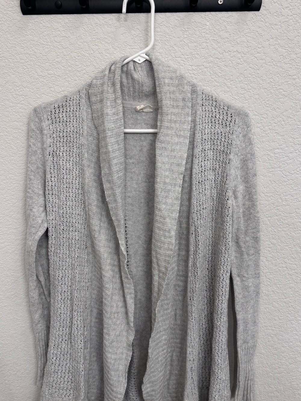 Moth from Anthropologie Light Gray Open Front Shawl Collar Women's Sweater